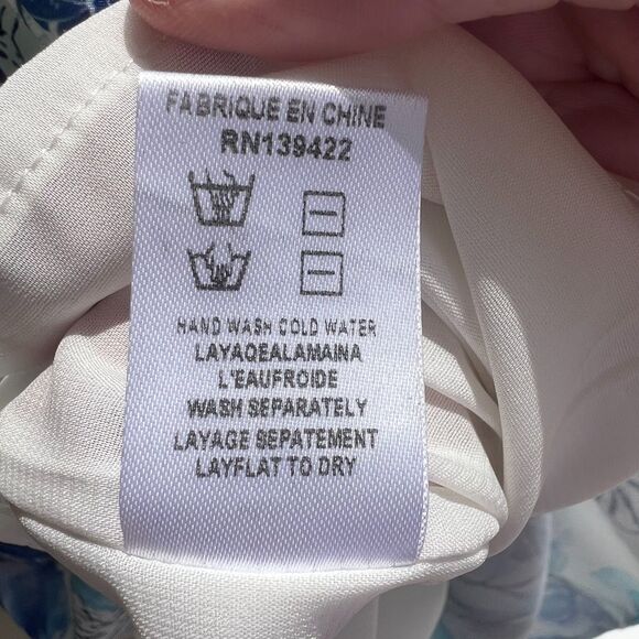 Womens Strappy Summer Dress Blue White Floral Pattern with Tulip skirt - Picture 7 of 8